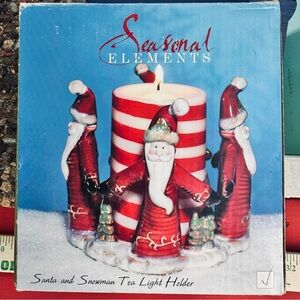 Ceramic Santa tea light/candle holder. Seasonal Elements super cute comes w/box